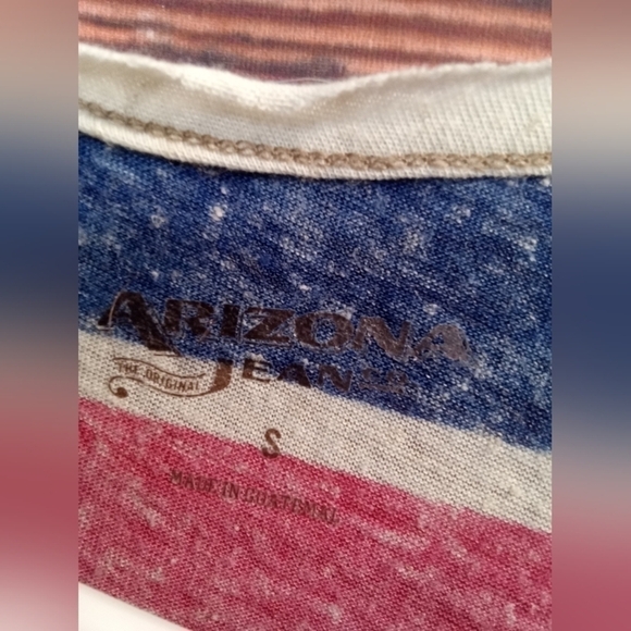 Arizona jeans striped short sleeve tee with pocket small women's - Picture 8 of 8